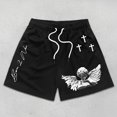 thumbnail image 1 of Men Beach Shorts Elastic Waist Anime Shorts Haman Print Male Streetwear Casual Loose Black Shorts, 1 of 6