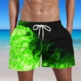 thumbnail image 1 of Men Beach Shorts Printed Straight Leg Drawstring Short Pants Summer Stylish Shorts with Pockets Green XL, 1 of 5