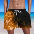 thumbnail image 1 of Men Beach Shorts Printed Straight Leg Drawstring Short Pants Summer Stylish Shorts with Pockets Orange XL, 1 of 5