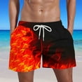 thumbnail image 1 of Men Beach Shorts Printed Straight Leg Drawstring Short Pants Summer Stylish Shorts with Pockets Red L, 1 of 5