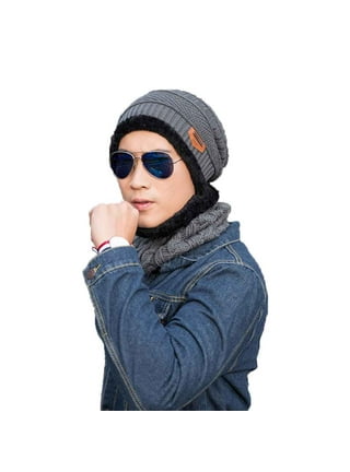 AXXD beanie hats for men,Two Pieces Of Mixed Color Knitted Woolen Thick Hat  And Scarf For Autumn And Winter Warm Suit bengals hat electric heating hat  