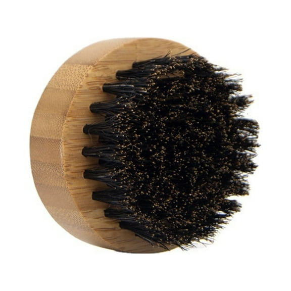 Men Beard Grooming Brush Beard & Mustache Brush Round Handle for Facial Hair Boar Bristle Brush Adds & Softne
