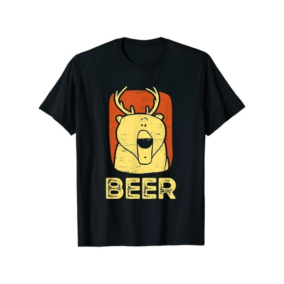 Men Beer Tee Black S-5XL Funny Deer Graphic Short Sleeve Cotton T-Shirt Top Fashion Casual