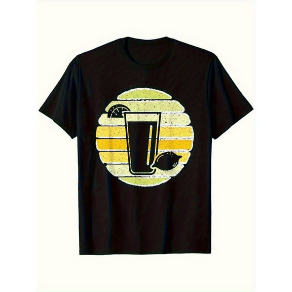 Men Beer Tee Black S-5XL Vintage Lime Graphic Loose Fit Short Sleeve Cotton T-Shirt Top Summer Party