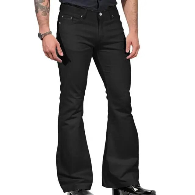 Men Bell Bottom Pants Stretchy Slim Fit Bell Bottoms Men s Vintage Bell Bottom Wide Leg Jeans Solid Color for Fashionable Walmart