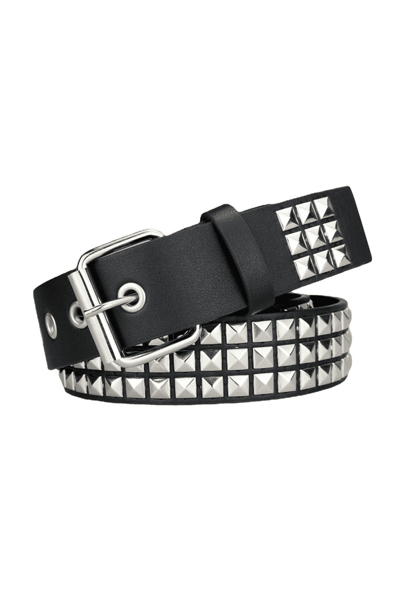 Men Belt Luxury Square Bead Rivet Black Belt Y2K Studded Punk Rock Hardware Jeans Leather Belt Lover's Birthday Gift