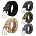 thumbnail image 1 of Men Belt Metal Pin Buckle Wide Band Anti-break Solid Color Firm Stitching Great Tougness Waist Strap Male Elastic Belt Pants Jeans Matching, 1 of 8