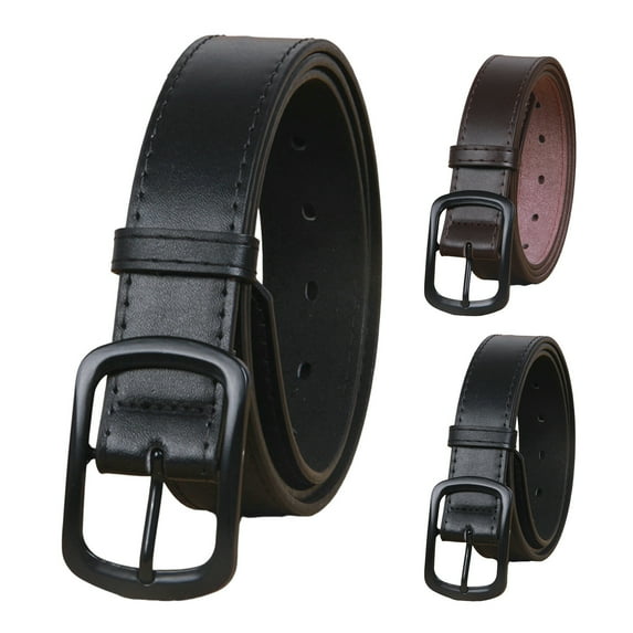 Men Belt Multi Holes Faux Leather Adjustable Clothes Accessory Solid Color Match Clothing Smooth Surface Simple Style Men Waist Belt for Daily Wear,Black