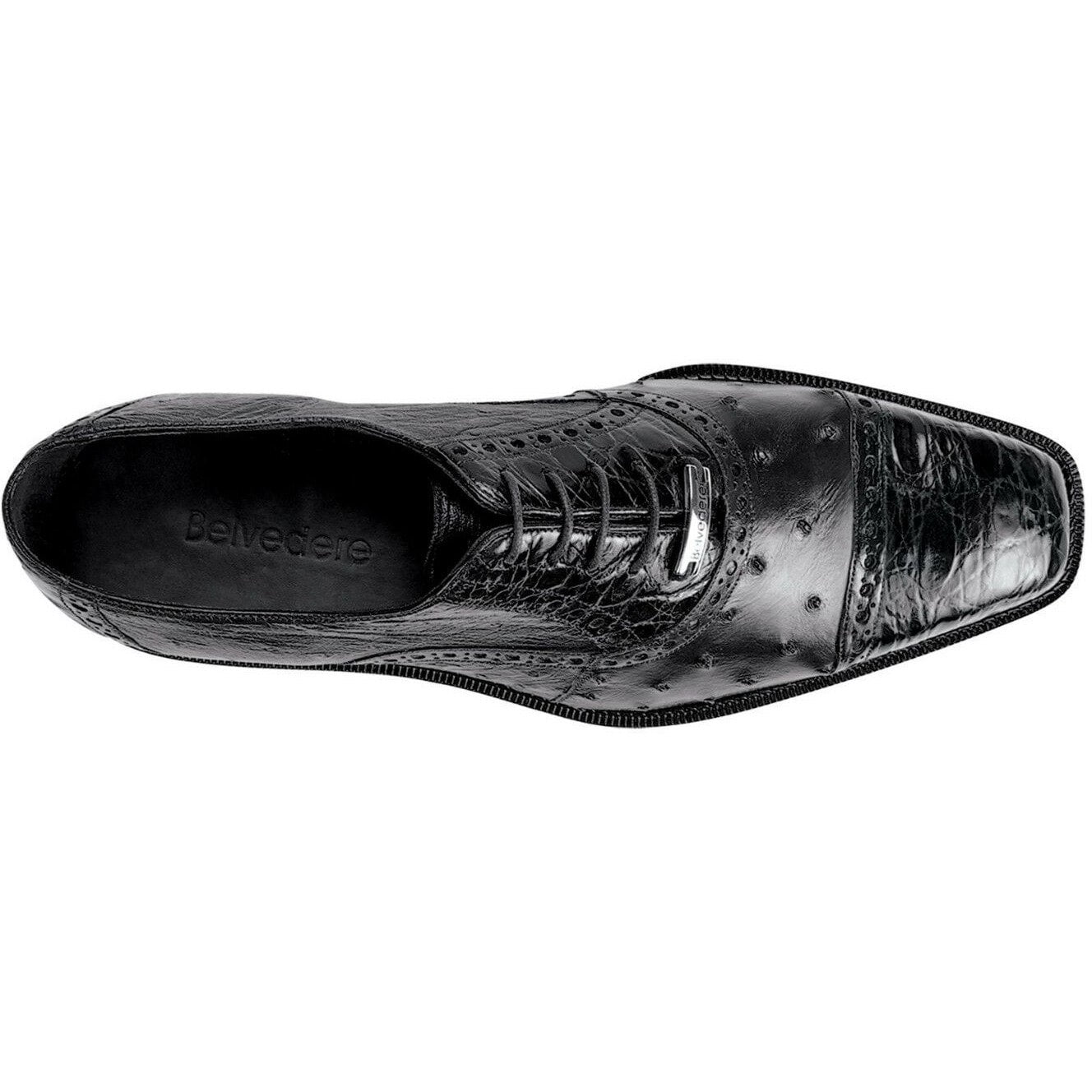 Belvedere Onesto Ostrich & Caiman Crocodile Dress Shoe – Black main image 1