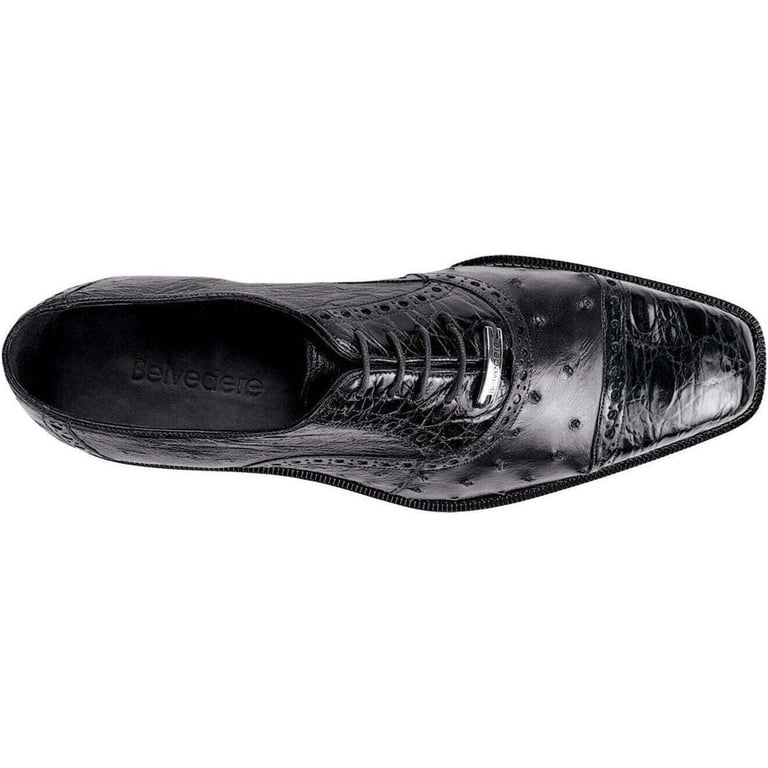 Belvedere Genuine Crocodile & Ostrich Shoes Black Wingtip Oxford Men\'s Size 10 Belvedere Genuine Crocodile & Ostrich Shoes Black Wingtip  main image 2