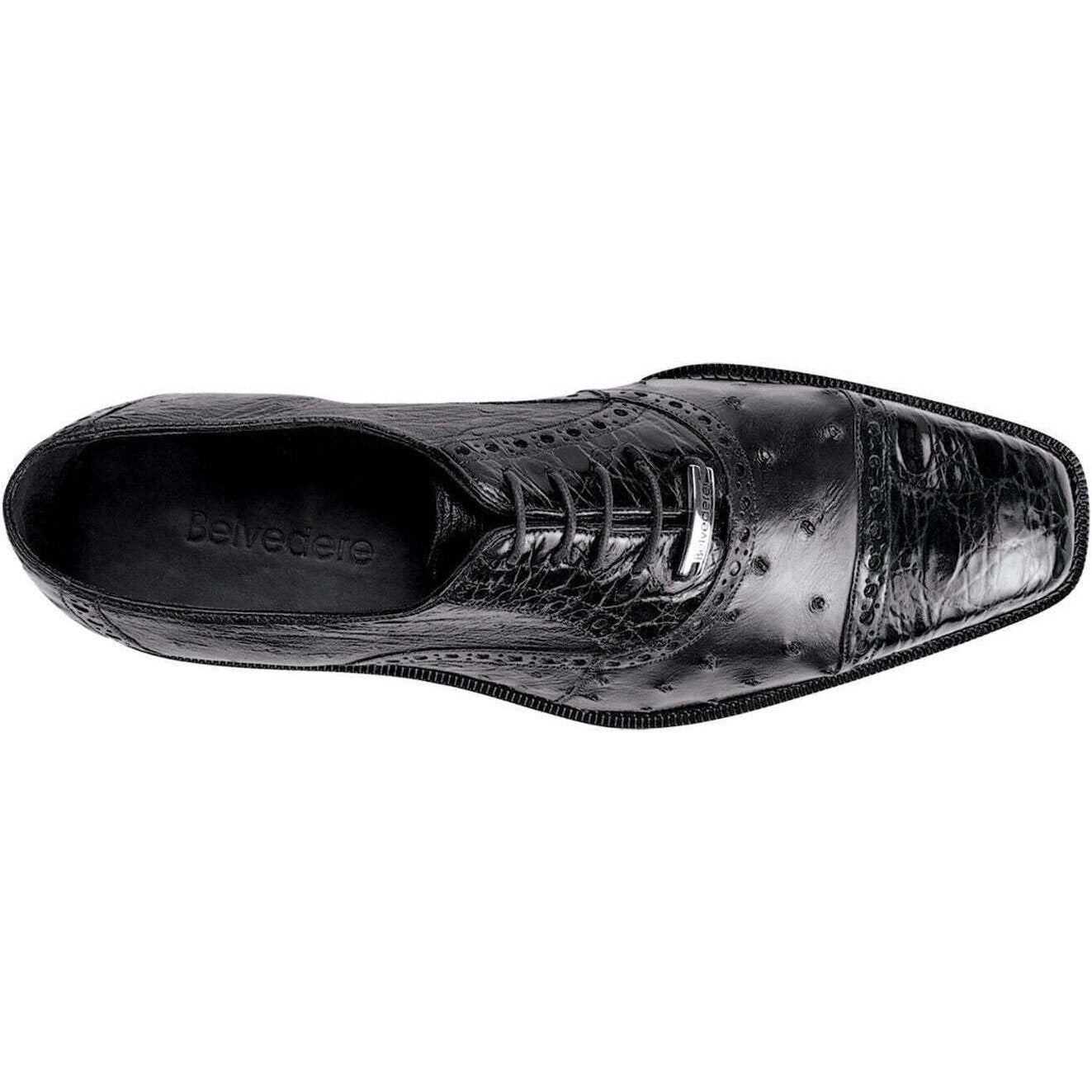 Belvedere - Onesto II, Genuine Ostrich and Caiman Crocodilus Dress Shoe - Gray - 1419 - IN STORE main image 1