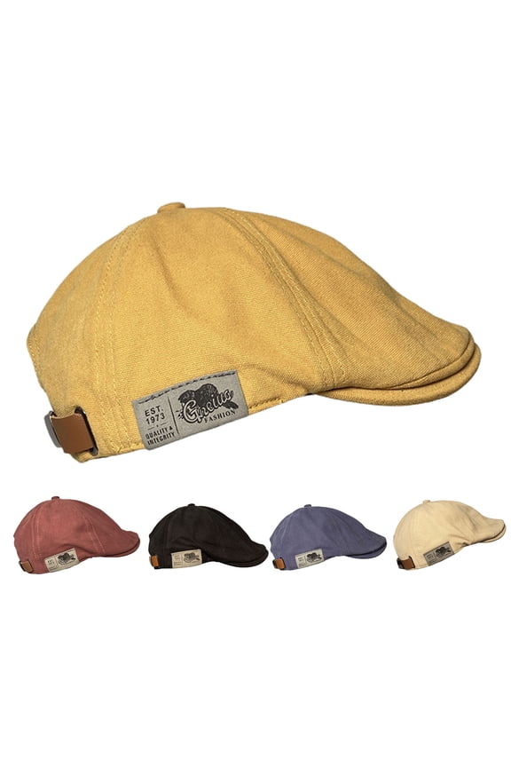 Men Beret British Vintage Solid Color Adjustable Men Hat Casual Winter Duckbill Cabbie Cap for Shopping