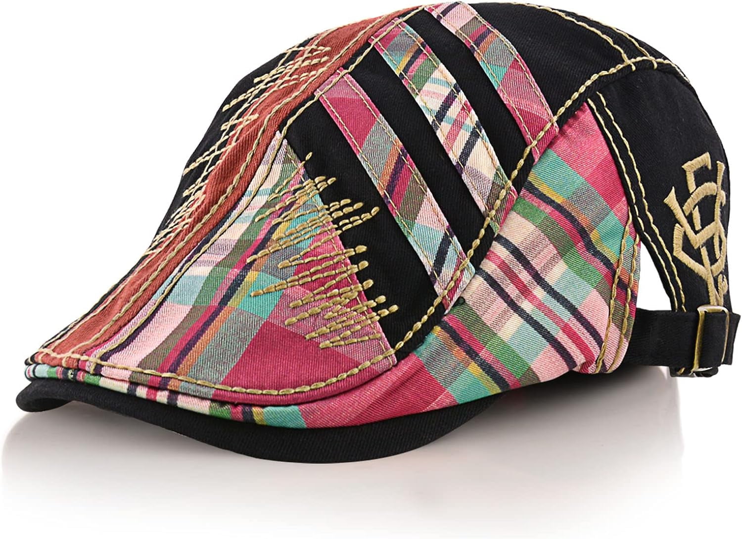 QIFLY Cappellino piatto da uomo in cotone pelato Newsboy Gatsby Cap