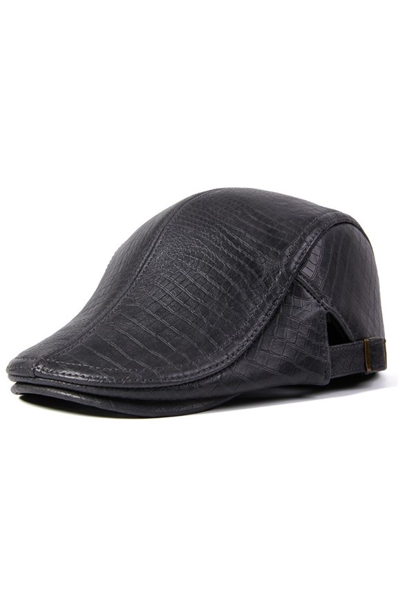 Men Beret Leather Flat Cap Sheepskin Autumn Winter Male Brown Adjustable Hi-gh Qu-ality Mens Beret Caps ,Fashion