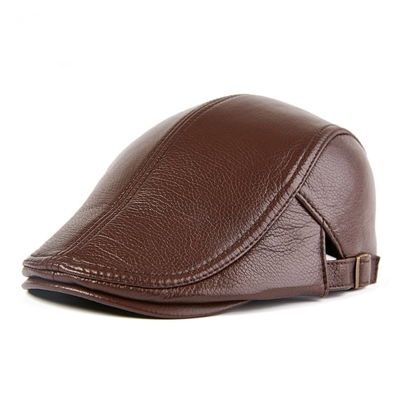 Men Beret Leather Flat Cap Sheepskin Autumn Winter Male Brown Adjustable Hi-gh Qu-ality Mens Beret Caps ,Fashion