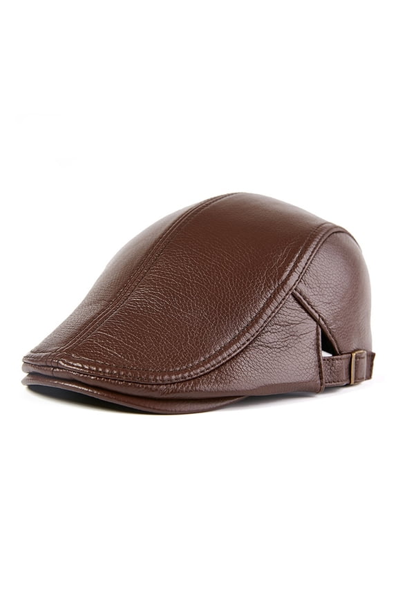 Men Beret Leather Flat Cap Sheepskin Autumn Winter Male Brown Adjustable Hi-gh Qu-ality Mens Beret Caps ,Fashion
