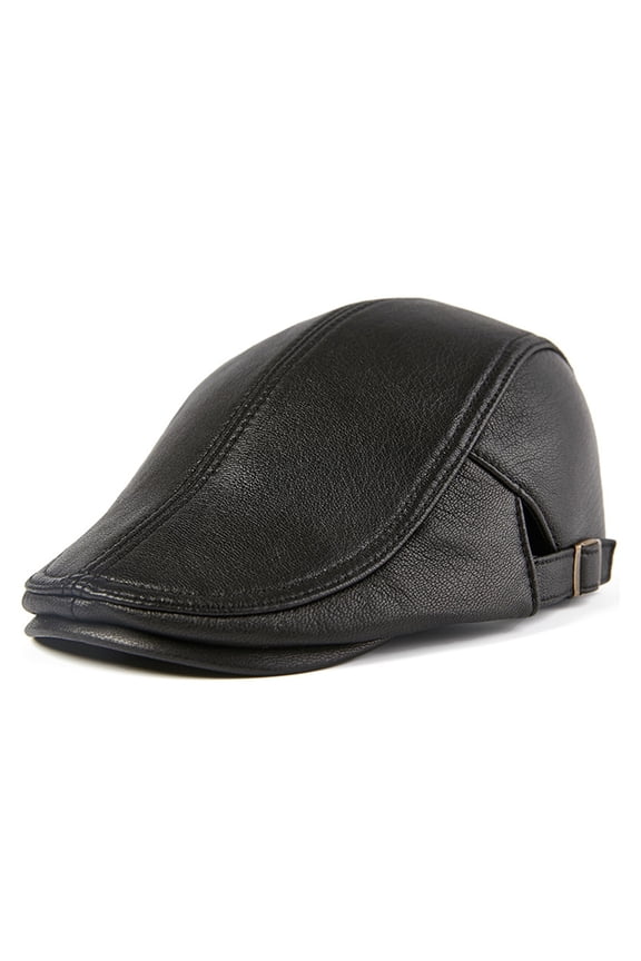 Men Beret Leather Flat Cap Sheepskin Autumn Winter Male Brown Adjustable Hi-gh Qu-ality Mens Beret Caps ,Fashion