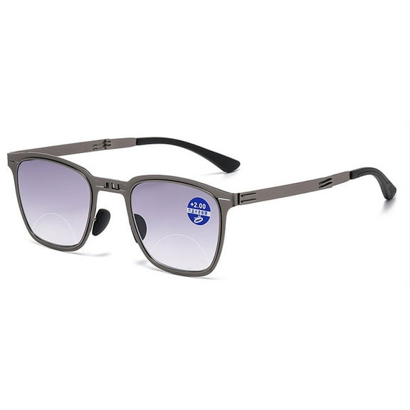 Men Bifocal Reading Glasses 1.50 Metal Foldable Gradient Gray Fishing Sunglasses Folding Readers +1.50 Strength