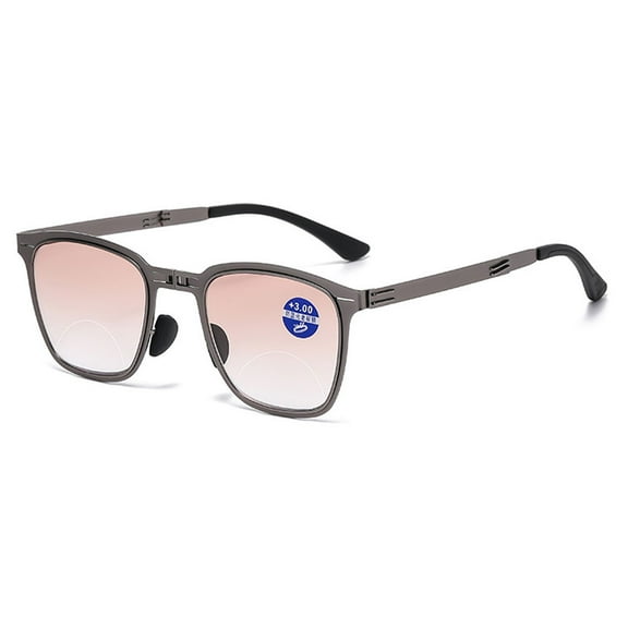 Men Bifocal Reading Glasses 2.50 Metal Foldable Gradient Brown Fishing Sunglasses Folding Readers +2.50 Strength