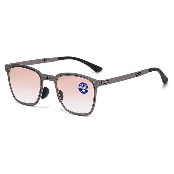 Men Bifocal Reading Glasses 3.50 Metal Foldable Gradient Brown Fishing Sunglasses Folding Readers +3.50 Strength