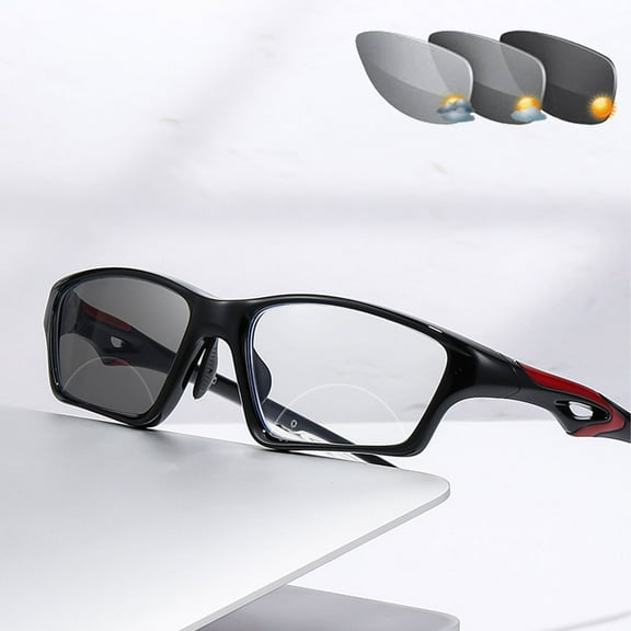 Men Bifocal Sports Photochromic Gray Outdoor Fishing Reading Glasses 1.00 BIFOCAL Blue Light Blocking Readers (Black +1.00 Strength)