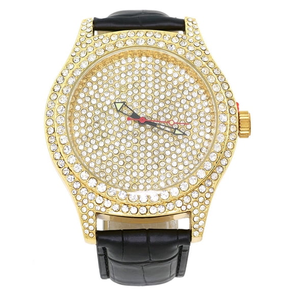Men Big Iced Out Gold Tone Clubbing Watch 50mm Case