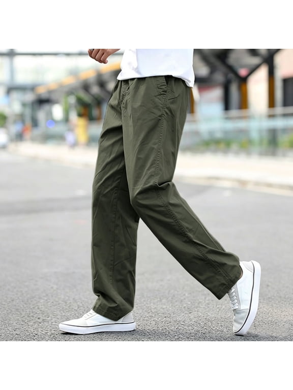 Men Big Size Cargo Pants Stretch Straight Leg Multi Pocket Zip Off Breathable Fishing Outdoor Trousers