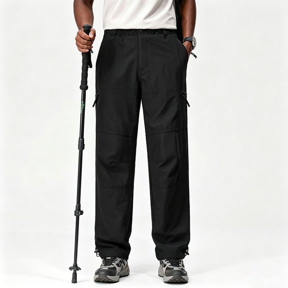 Men Big Size Straight Leg Cargo Pants Stretch Multi Pocket Quick Dry Fishing Camping Pants