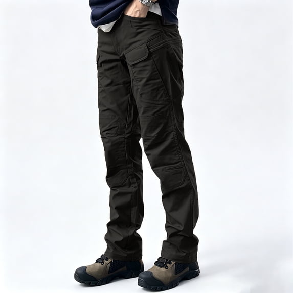 Men Big Size Stretch Straight Leg Cargo Pants Multi Pocket Quick Dry Water Repellent Outdoor Trousers