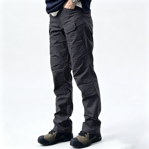 Men Big Size Stretch Straight Leg Cargo Pants Multi Pocket Quick Dry Water Repellent Outdoor Trousers