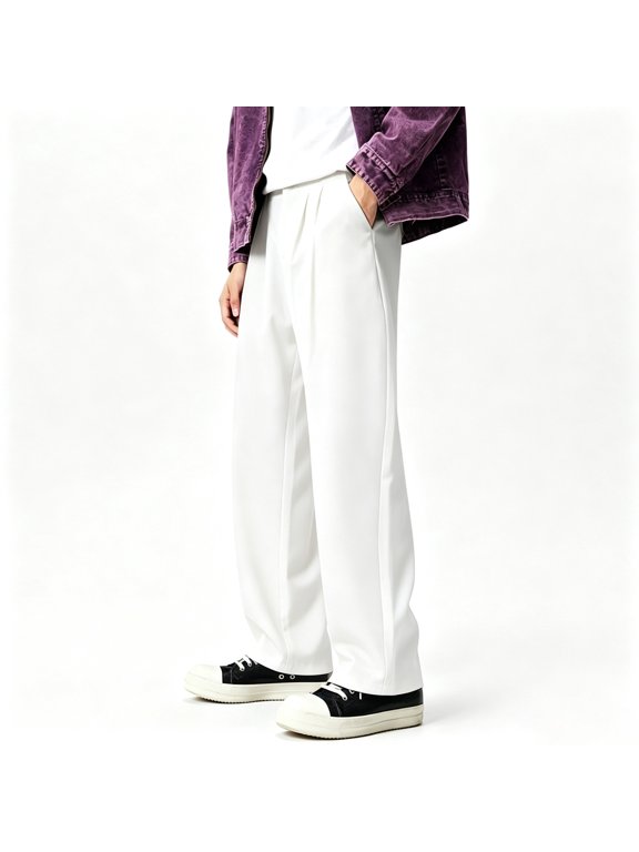 Men Big Tall 4-Way Stretch Double Pleated Microfiber Business Slacks S-XL