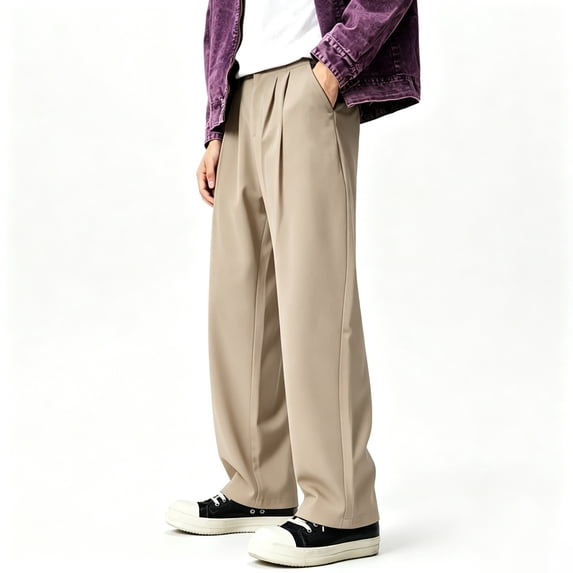 Men Big Tall 4-Way Stretch Double Pleated Microfiber Business Slacks S-XL