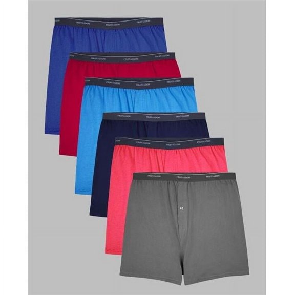 Men Big & Tall Fit Knit Basic Boxer, Assorted Color - 2XB - Pack of 6