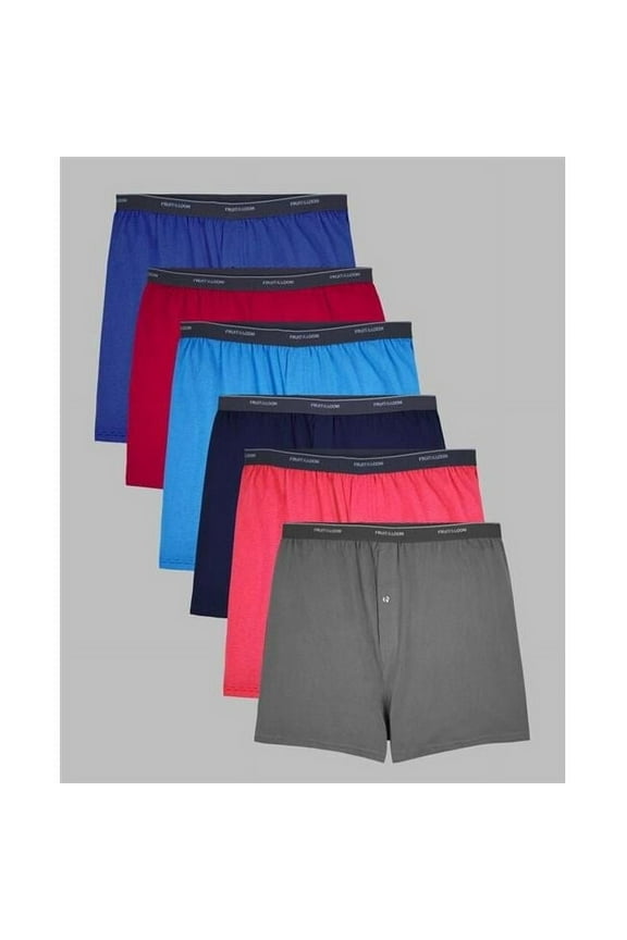 Men Big & Tall Fit Knit Basic Boxer, Assorted Color - 5XB - Pack of 6