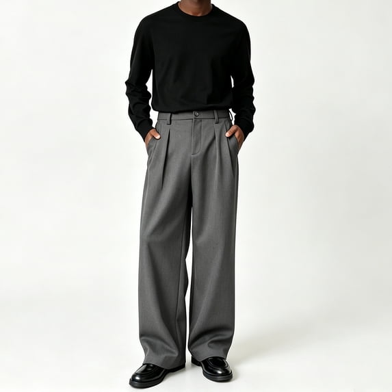 Men Big & Tall Microfiber Pleated Dress Slacks Light Comfort Fabric S-XL