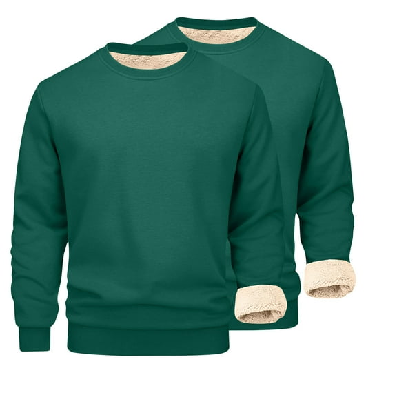 Men Big and Tall Shirts Hvyesh Men's Big an Tall Sherpa Lined Crewneck Sweatshirts Warm Fleece Pullover Thermal Long Sleeve Hoodie