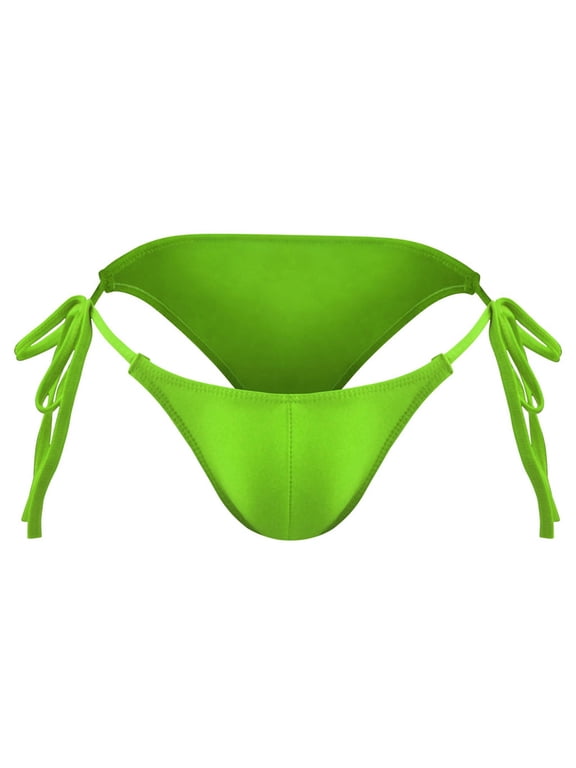 Men Bikini Briefs Low Rise Stretchy G-strings Panties Full Bikini Soft Stretch Knickers Breathable Underwears Green Free Size