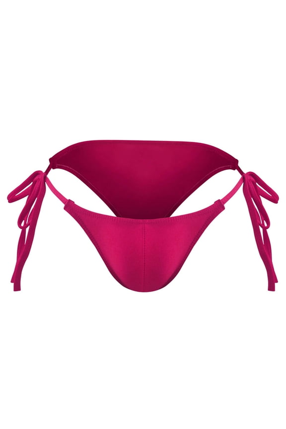 Men Bikini Briefs Low Rise Stretchy G-strings Panties Full Bikini Soft Stretch Knickers Breathable Underwears Hot Pink Free Size
