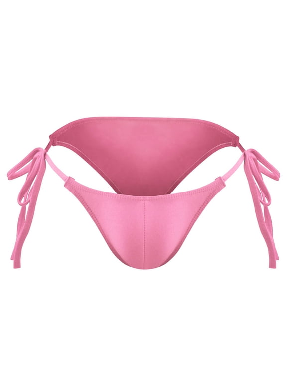 Men Bikini Briefs Low Rise Stretchy G-strings Panties Full Bikini Soft Stretch Knickers Breathable Underwears Pink Free Size