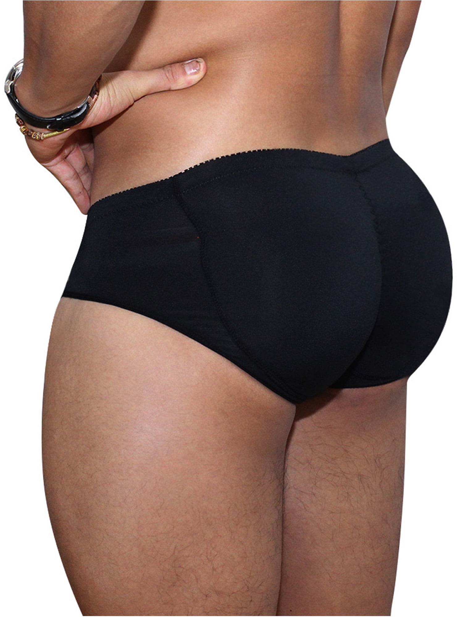 Men Black Brief Padded Butt Booster Enhancer Hip-up Boxer High Waist Skinny Panties  Underwear 