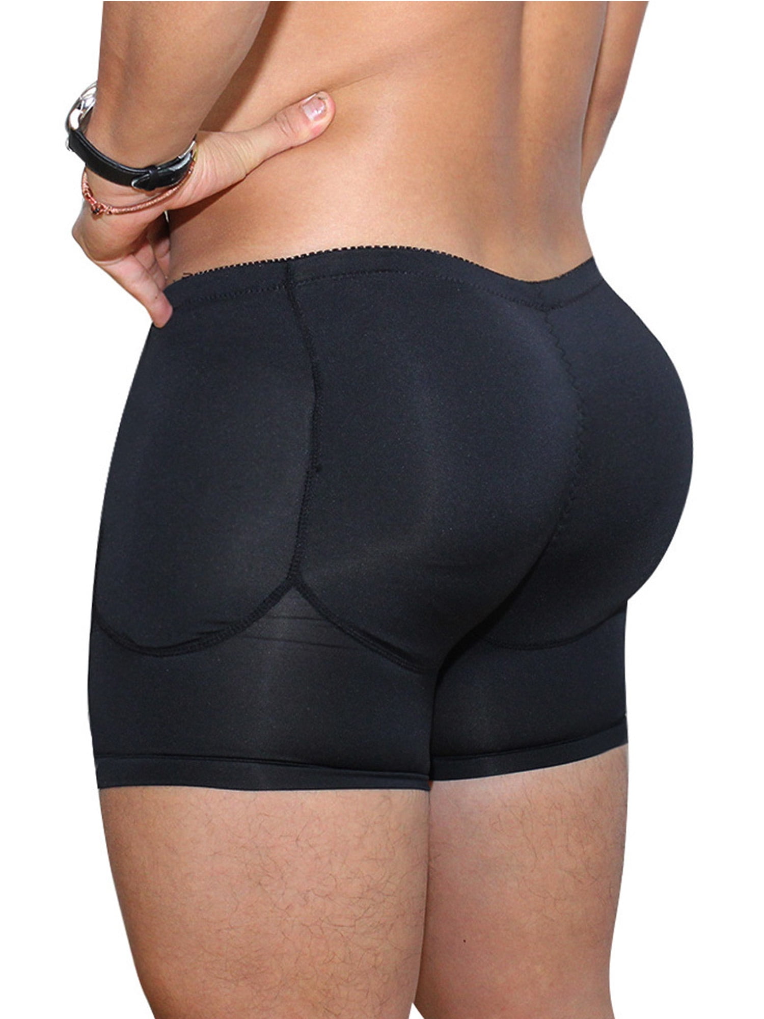 Men Black Brief Padded Butt Booster Enhancer Hip-up Boxer High