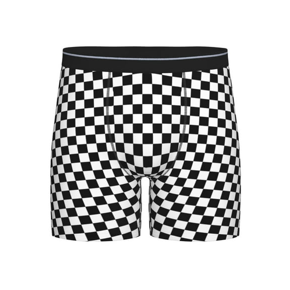 Men Black Checkered Boxer Briefs Novelty Boxer Shorts Underwear No Fly