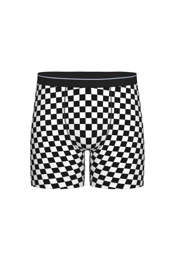 Men Black Checkered Boxer Briefs Novelty Boxer Shorts Underwear No Fly