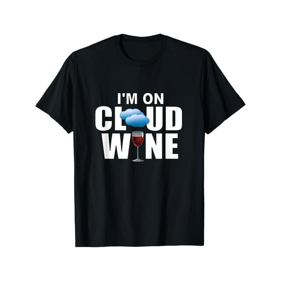 Men Black Cotton Tee On Cloud Wine Graphic T-Shirt Top Casual Short Sleeve Round Neck S-5XL