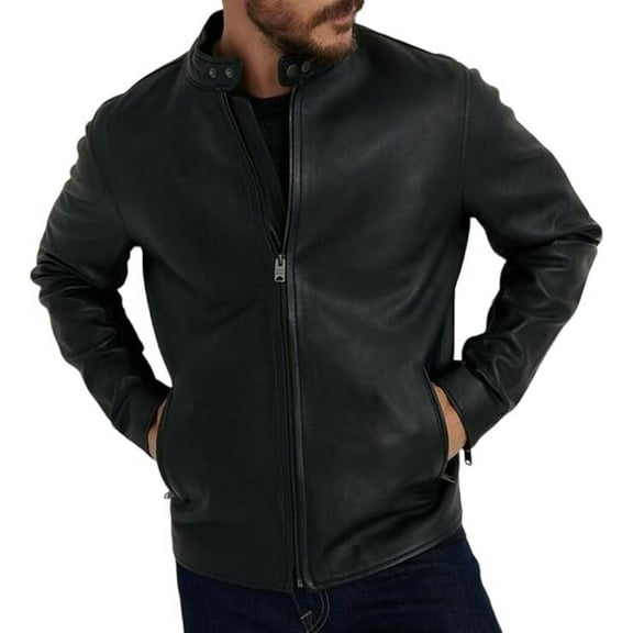 Men's Genuine Lambskin Leather Jacket Biker Soft Stylish Motorcycle Jacket A310