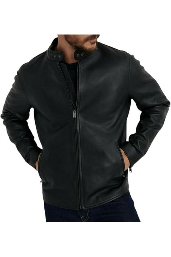 Men's Genuine Lambskin Leather Jacket Biker Soft Stylish Motorcycle Jacket A310