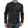 thumbnail image 1 of Men Black Leather Jacket Slim Fit Biker Motorcycle Genuine Lambskin Jacket A772, 1 of 3