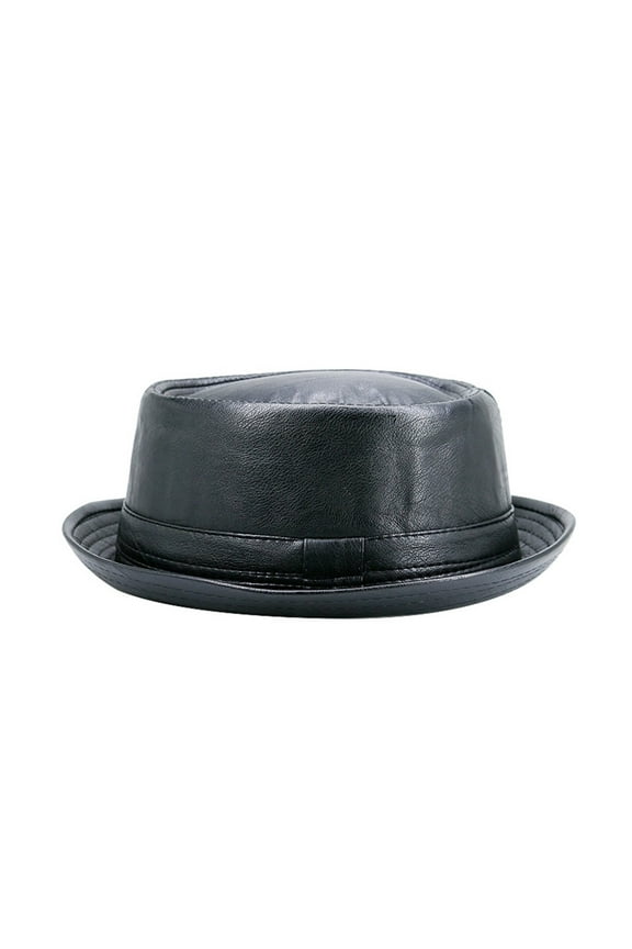 Men Black Leather Trilby Hat Male Fedora Cap Retro Women Autumn Brand Porkpie Hat Men's Vintage Jazz Hats ,Fashion Design