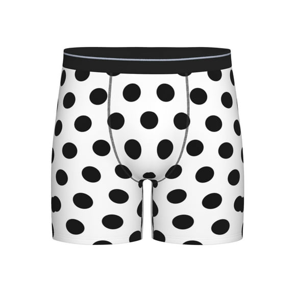 Men Black Polka Dot Pattern Boxer Briefs Moisture Wicking Funny Boxer Shorts