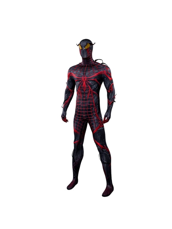 Men Black Red Spider Cosplay Jumpsuits with Mask Superhero Costumes for Comic Con Photo Shoots
